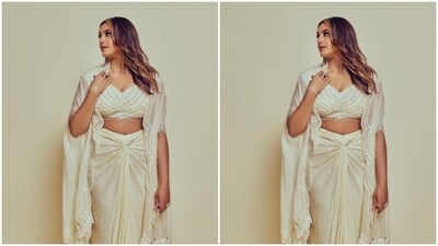 Huma's ethnic fashion diaries are getting better by the day. A few days back, Huma rocked a white lehenga with a dramatic cape.&nbsp; (Instagram/@iamhumaq)