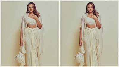 In a matching embellished sling bag with minimal jewellery, Huma rocked the look to perfection.&nbsp; (Instagram/@iamhumaq)