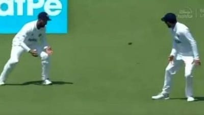 Cheteshwar Pujara and Virat Kohli watch an edge from Alex Carey go past them at slip cordon. (Screengrab) Cheteshwar Pujara and Virat Kohli watch an edge from Alex Carey go past them at slip cordon. (Screengrab)