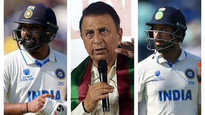 Rohit Sharma, Sunil Gavaskar, and Cheteshwar Pujara Rohit Sharma, Sunil Gavaskar, and Cheteshwar Pujara