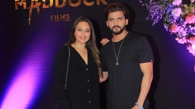 Sonakshi Sinha twinned with actor Zaheer Iqbal. The rumoured couple wore black outfits and posed for photos as theya rrived together at the Zara Hatke Zara Bachke success bash in Mumbai. Sonakshi Sinha twinned with actor Zaheer Iqbal. The rumoured couple wore black outfits and posed for photos as theya rrived together at the Zara Hatke Zara Bachke success bash in Mumbai. 