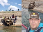 Man finds Jeep in water. Man finds Jeep in water.
