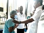 Tamil Nadu chief minister MK Stalin met minister Senthil Balaji at the hospital on Wednesday. Tamil Nadu chief minister MK Stalin met minister Senthil Balaji at the hospital on Wednesday.