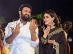 Prabhas and Kriti Sanon at the pre-release event of the upcoming movie Adipurush, in Tirupati. Prabhas and Kriti Sanon at the pre-release event of the upcoming movie Adipurush, in Tirupati.
