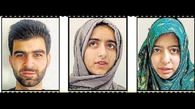 (Left to right) Abdul Basit (AIR 113), Syed Sabiya and Syed Bismah, the NEET topper in Jammu and Kashmir. (HT Photo) (Left to right) Abdul Basit (AIR 113), Syed Sabiya and Syed Bismah, the NEET topper in Jammu and Kashmir. (HT Photo)