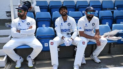 India's KS Bharat (C) and Mohammed Shami (R) share a light moment as India's captain Rohit Sharma (L) (AFP) India's KS Bharat (C) and Mohammed Shami (R) share a light moment as India's captain Rohit Sharma (L) (AFP)