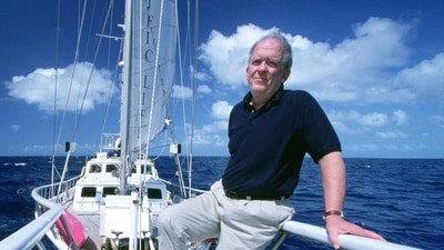 Roger Payne on board Ocean Alliance’s research vessel RV Odyssey during the Voyage of the Odyssey, a groundbreaking toxicology study circumnavigating the globe, in 2002 off of Western Australia in the Indian Ocean. (AP) Roger Payne on board Ocean Alliance’s research vessel RV Odyssey during the Voyage of the Odyssey, a groundbreaking toxicology study circumnavigating the globe, in 2002 off of Western Australia in the Indian Ocean. (AP)