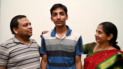 Shubham Bansal with his parents. (Sunil Ghosh/HT Photo) Shubham Bansal with his parents. (Sunil Ghosh/HT Photo)