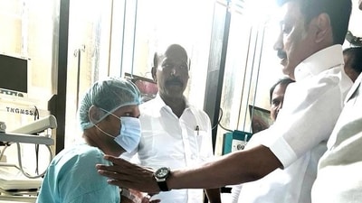 Tamil Nadu chief minister MK Stalin met minister Senthil Balaji at the hospital on Wednesday. Tamil Nadu chief minister MK Stalin met minister Senthil Balaji at the hospital on Wednesday.