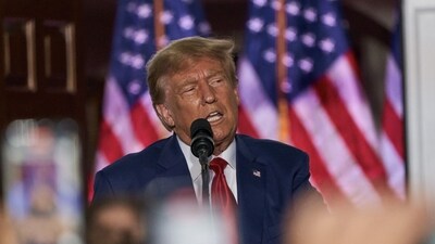 Former US President Donald Trump speaks during an event at Trump National Golf Club in Bedminster, New Jersey, US, on Tuesday, June 13, 2023. (Bloomberg) Former US President Donald Trump speaks during an event at Trump National Golf Club in Bedminster, New Jersey, US, on Tuesday, June 13, 2023. (Bloomberg)