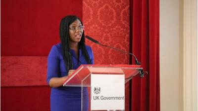 UK Secretary of State for Business and Trade Kemi Badenoch at the London Tech Week. (Official handout photo.) UK Secretary of State for Business and Trade Kemi Badenoch at the London Tech Week. (Official handout photo.)
