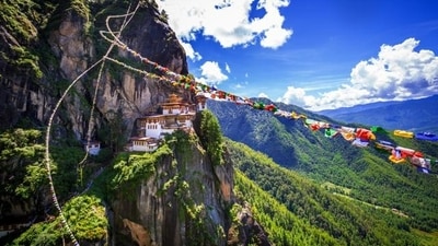 Bhutan's Paro Taktsang or Tiger's Nest Monastery attracts pilgrims and tourists (Shutterstock) Bhutan's Paro Taktsang or Tiger's Nest Monastery attracts pilgrims and tourists (Shutterstock)
