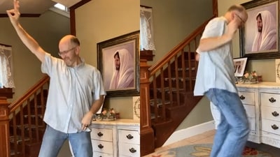 US dancing dad Ricky Pond recreating Vicky Kaushal’s dance moves to Obsessed. (Instagram/@ricky.pond) US dancing dad Ricky Pond recreating Vicky Kaushal’s dance moves to Obsessed. (Instagram/@ricky.pond)