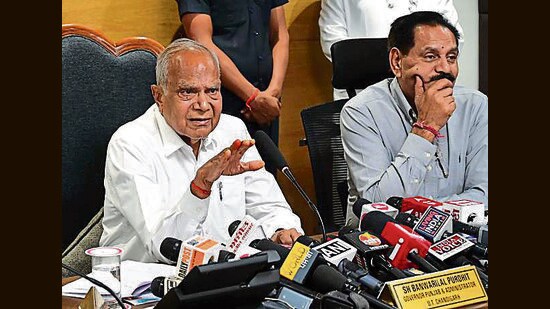AAP has accused Punjab Governor Banwarilal Purohit of lacking Punjab-centric approach. (HT File Photo)