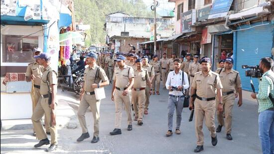 The Uttarkashi administration on Tuesday denied permission for the Mahapanchayat and imposed Section 144 of CrPC in the town on Wednesday. (HT Photo/Rajeev Kala)