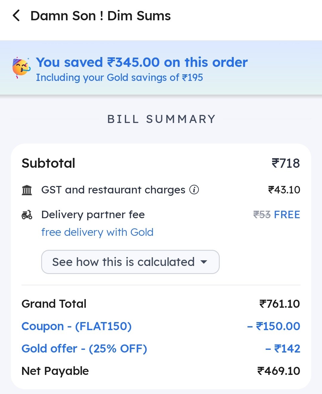 Screengrab of the bill from Damn Son! Dim Sums (HT Photo) Screengrab of the bill from Damn Son! Dim Sums (HT Photo)