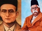 Hindutva ideologue VD Savarkar (Left) and Rashtriya Swayamsevak Sangh (RSS) founder KB Hedgewar (Right)