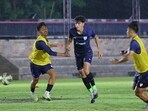 The India U-17 team during practice.