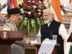 Prime Minister Narendra Modi and Prime Minister of Nepal Pushpa Kamal Dahal 'Prachanda during their joint press statement. 
 
 