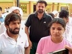 Wrestlers Bajrang Punia and Sakshi Malik on Saturday.
