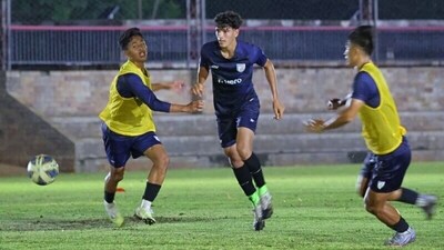 The India U-17 team during practice. The India U-17 team during practice.