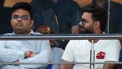 Rishabh Pant with BCCI Secretary Jay Shah, BCCI Vice President Rajeev Shukla and Co-owners of Delhi Capitals Ruchir Grandhi and Parth Jindal during the IPL 2023 (PTI) Rishabh Pant with BCCI Secretary Jay Shah, BCCI Vice President Rajeev Shukla and Co-owners of Delhi Capitals Ruchir Grandhi and Parth Jindal during the IPL 2023 (PTI)