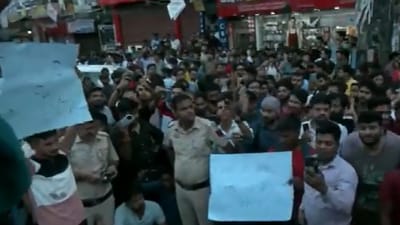Students of various coaching centres in Mukherjee Nagar, stage protest and block the road (ANI) Students of various coaching centres in Mukherjee Nagar, stage protest and block the road (ANI)