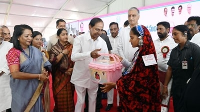 Telangana chief minister K Chandrasekhar Rao at the foundation laying ceremony of Dasabdhi block of NIMS in Hyderabad on Wednesday. Telangana chief minister K Chandrasekhar Rao at the foundation laying ceremony of Dasabdhi block of NIMS in Hyderabad on Wednesday.