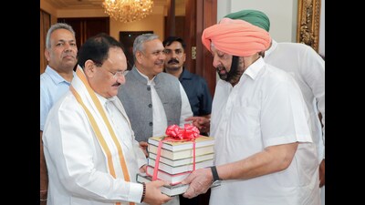 The meeting also gains importance amid reports of turmoil within the BJP state unit over adjustments of Amarinder loyalists within the party. (ANI Photo)