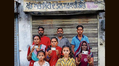 With the ration card cancellations, the families, with most of them labourers, are finding it hard to make ends meet and provide for their families. (HT Photo) With the ration card cancellations, the families, with most of them labourers, are finding it hard to make ends meet and provide for their families. (HT Photo)