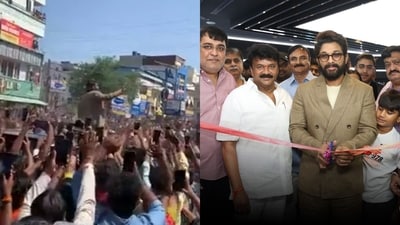 Allu Arjun arrives for the inauguration of AAA Cinemas. Allu Arjun arrives for the inauguration of AAA Cinemas.