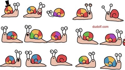 This brain teaser shared online shows snails with different coloured shells. Can you pick the odd one out? (Facebook/Gergely Dudás - Dudolf) This brain teaser shared online shows snails with different coloured shells. Can you pick the odd one out? (Facebook/Gergely Dudás - Dudolf)