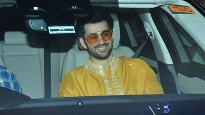 Karan Deol was seen arriving for his mehendi ceremony at the Deol residence on Thursday.