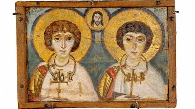 A 6th-7th century iconographic representation of St. Sergius and St. Bacchus from St. Catherine's Monastery on Mount Sinai (Egypt) (Bohdan und Varvara Khanenko/Louvre/dpa/picture alliance) A 6th-7th century iconographic representation of St. Sergius and St. Bacchus from St. Catherine's Monastery on Mount Sinai (Egypt) (Bohdan und Varvara Khanenko/Louvre/dpa/picture alliance)