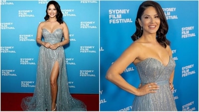 Sunny Leone mesmerizes in a dazzling sequin gown with a bold thigh-high slit at Sydney Film Festival. (Instagram/@sunnyleone) Sunny Leone mesmerizes in a dazzling sequin gown with a bold thigh-high slit at Sydney Film Festival. (Instagram/@sunnyleone)
