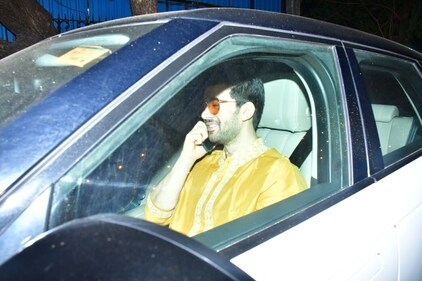 Karan Deol arriving for his mehendi ceremony.