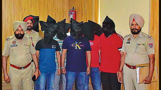 Accused in custody of Police in Ludhiana on Thursday. (Gurpreet Singh/HT)