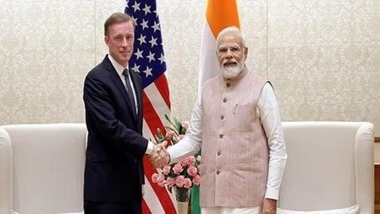 US National Security Advisor Jake Sullivan with Prime Minister Narendra Modi. (HT_PRINT)