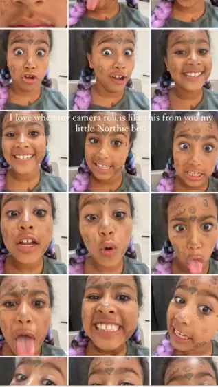 North West clicked hilarious images of herself in Khloe's phone. North West clicked hilarious images of herself in Khloe's phone.