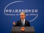 Chinese Foreign Ministry spokesperson Wang Wenbin gestures during a regular press conference in Beijing, Tuesday, May 9, 2023. China announced the expulsion of a Canadian diplomat on Tuesday in retaliation for Ottawa ordering a Chinese consular official to leave the country over alleged threats he made against a Canadian lawmaker and his family. (AP Photo/Mark Schiefelbein) ///