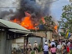 Unidentified miscreants torch two houses belonging to a particular community in Manipur on Thursday, Unidentified miscreants torch two houses belonging to a particular community in Manipur on Thursday,