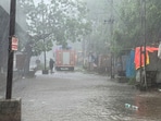 Heavy rain at Mandvi owing to landfall of Cyclone Biparjoy. 