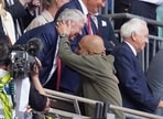 Pep Guardiola (R), manager of Manchester City, is greeted by Sir Alex Ferguson following the FA Cup final. Pep Guardiola (R), manager of Manchester City, is greeted by Sir Alex Ferguson following the FA Cup final.