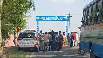 A police at the site of incident in Kunal village of Fatehabad on Friday.