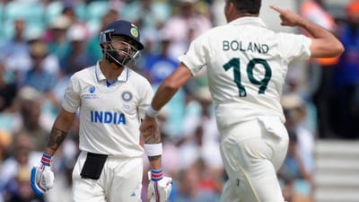Virat Kohli reacts after being dismissed by Australia's Scott Boland in the WTC Final (AP) Virat Kohli reacts after being dismissed by Australia's Scott Boland in the WTC Final (AP)