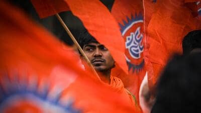 Bengaluru:The Vishwa Hindu Parishad (VHP) held a protest on Friday opposing the ruling Congress government’s decision to withdraw the anti-conversion law that was introduced by the previous BJP regime. (Hindustan Times) Bengaluru:The Vishwa Hindu Parishad (VHP) held a protest on Friday opposing the ruling Congress government’s decision to withdraw the anti-conversion law that was introduced by the previous BJP regime. (Hindustan Times)