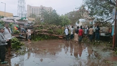 Cyclone Biparjoy, which ripped through Kutch and parts of the Saurashtra region of Gujarat, left a trail of destruction as gusty winds and rains wreaked havoc on the Indian coastline, officials said. There were no immediate reports of casualties. (PTI) Cyclone Biparjoy, which ripped through Kutch and parts of the Saurashtra region of Gujarat, left a trail of destruction as gusty winds and rains wreaked havoc on the Indian coastline, officials said. There were no immediate reports of casualties. (PTI)