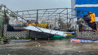 Trees and electricity poles were uprooted, while seawater entered villages located in low-lying areas. (PTI) Trees and electricity poles were uprooted, while seawater entered villages located in low-lying areas. (PTI)