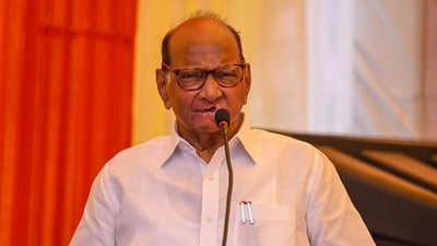 Sharad Pawar, NCP Chief addresses the people during the Foundation Day celebrations of NCP at the Party office in New Delhi, India, on Saturday. (Hindustan Times)