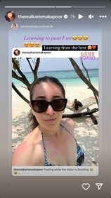 Taking to her Instagram Stories, Kareena shared Karisma's post.